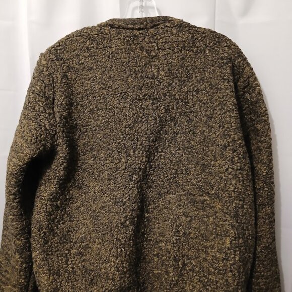 New Sherpa Curly Fleece Sweatshirt womens M Brown Black Chunky pullover Relaxed - Picture 7 of 7